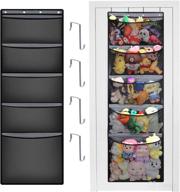 🧸 fentec stuffed animal storage - over the door organizer for kids' toys - 5 large pockets for plush toys - hanging toy storage for nursery and kids room - stuffed animal holder logo