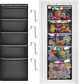 img 4 attached to 🧸 Fentec Stuffed Animal Storage - Over The Door Organizer for Kids' Toys - 5 Large Pockets for Plush Toys - Hanging Toy Storage for Nursery and Kids Room - Stuffed Animal Holder