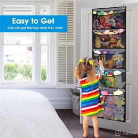 img 3 attached to 🧸 Fentec Stuffed Animal Storage - Over The Door Organizer for Kids' Toys - 5 Large Pockets for Plush Toys - Hanging Toy Storage for Nursery and Kids Room - Stuffed Animal Holder