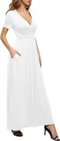 img 1 attached to Stylish And Comfortable: LILBETTER'S Women'S Short Sleeve Maxi Dress With Wrap Waist And Pockets For Summer