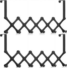 img 4 attached to Aifacay Over The Door Hooks - 6 Hook Towel Rack & Coat Hanger For Efficient Space Use & Storage (2 Pack, Black)