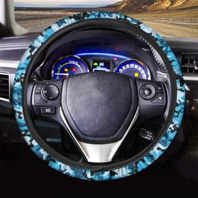 img 4 attached to 🚗 Coloranimal Blue Camouflage Steering Wheel Cover - Universal 15 inch Stretch Car Anti-Slip Accessory for Enhanced Grip and Protection