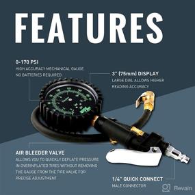 img 3 attached to 🚗 RockTrix Tire Inflator & Mechanical Pressure Gauge (170 PSI) - Certified Accurate, 3" Dial, Heavy-Duty Hose, Air Chuck, Quick Connect Plug, and More