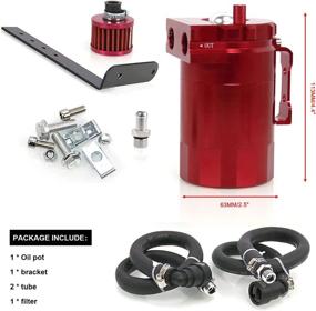 img 3 attached to 🔴 RULLINE Red Oil Catch Can Kit with Breather Filter - Compatible with 2011-2019 Ford F150 2.7EB 3.5EB 5.0 - Passenger Side Oil Separator Reservoir Tank Engine Polish Baffled (400ml)