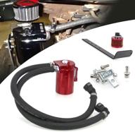 🔴 rulline red oil catch can kit with breather filter - compatible with 2011-2019 ford f150 2.7eb 3.5eb 5.0 - passenger side oil separator reservoir tank engine polish baffled (400ml) логотип