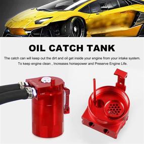 img 1 attached to 🔴 RULLINE Red Oil Catch Can Kit with Breather Filter - Compatible with 2011-2019 Ford F150 2.7EB 3.5EB 5.0 - Passenger Side Oil Separator Reservoir Tank Engine Polish Baffled (400ml)