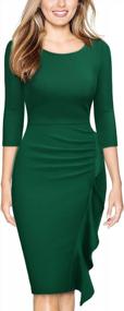 img 4 attached to Miusol Women'S Business Retro Ruffles 2/3 Sleeve Cocktail Pencil Dress