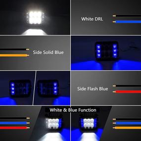 img 3 attached to 🔵 HOUZYA Side Shooter Pod Lights: 4 Inch Dual Side Blue Strobe LED Cube Lights for Optimal Visibility in Farm Tractor, Plow Truck, Boat, ATV, UTV, SUV, Off-Road 4x4