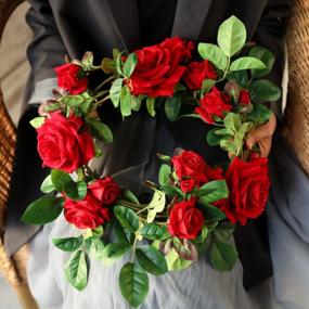 img 1 attached to Red 6Ft Artificial Rose Vine Garland - Perfect For Wedding, Home & Garden Decoration!