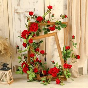img 2 attached to Red 6Ft Artificial Rose Vine Garland - Perfect For Wedding, Home & Garden Decoration!
