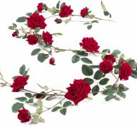red 6ft artificial rose vine garland - perfect for wedding, home & garden decoration! логотип
