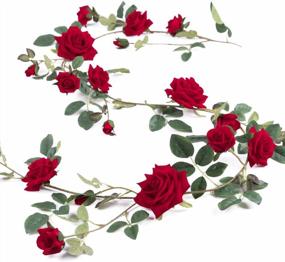 img 4 attached to Red 6Ft Artificial Rose Vine Garland - Perfect For Wedding, Home & Garden Decoration!