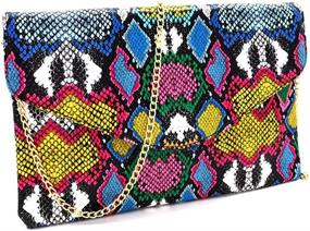 img 2 attached to 🐍 Women's Snake Leather Envelope Clutch Crossbody Handbags & Wallets - Stylish Clutches & Evening Bags