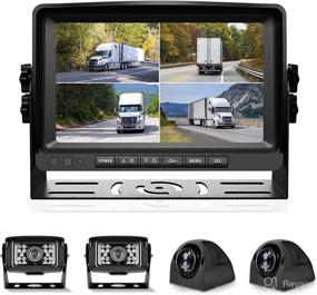 img 4 attached to 📸 Fursom 9-inch Backup Camera Kit with 4 1080P Wired Cams, IP69 Waterproof, Quad Split Screen, Night Vision Rear View, Built-in DVR, 32GB SD Card Reversing Camera System