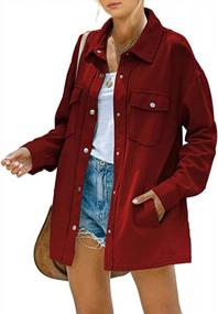 img 2 attached to Get Cozy In Style: Dellytop Women'S Oversized Shacket With Snap Buttons And Pockets