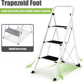 img 1 attached to Lightweight 3 Step Ladder With Anti-Slip Pedal And Portable Handrails - HBTower Foldable Step Stool For Adults, 1.77 Inches Wide And Withstands 330 Lbs