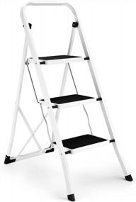 img 4 attached to Lightweight 3 Step Ladder With Anti-Slip Pedal And Portable Handrails - HBTower Foldable Step Stool For Adults, 1.77 Inches Wide And Withstands 330 Lbs