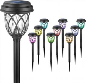img 4 attached to 10 Pack Color Changing Solar Lights: Outdoor Decorations For Garden Pathway, Walkway, Patio & Christmas.