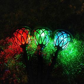 img 3 attached to 10 Pack Color Changing Solar Lights: Outdoor Decorations For Garden Pathway, Walkway, Patio & Christmas.
