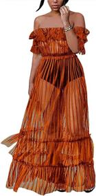 img 4 attached to XXXITICAT Through Nightclub Shoulder Pleated Women's Clothing at Dresses