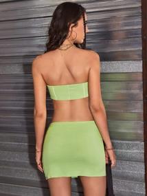 img 3 attached to SOLY HUX Women'S 2 Piece Outfits Strapless Asymmetrical Hem Crop Tube Top And Skirt Set