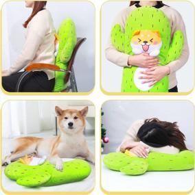 img 1 attached to Cute And Quirky 26-Inch Plush Succulent Cactus Shiba Inu Dog Pillow For Cozy Hugs And Fun Home Decor