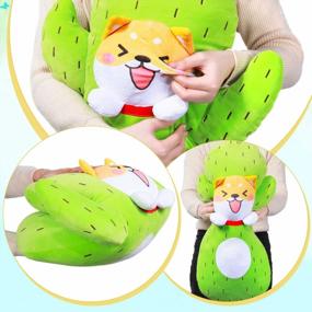img 2 attached to Cute And Quirky 26-Inch Plush Succulent Cactus Shiba Inu Dog Pillow For Cozy Hugs And Fun Home Decor