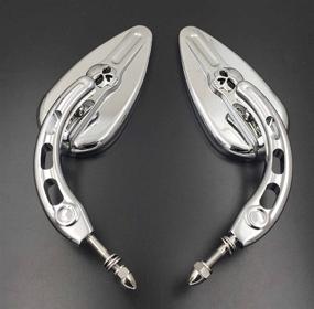 img 2 attached to Chrome Skull Side Mirrors HTTMT MT383D for Harley Davidson 1982-later All Models (excluding VRSCF, 2014-later FLHTKSE, FLHRSE6, FLHR & FLHRC, and XL1200X below handlebars)