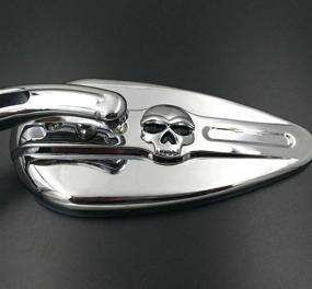 img 1 attached to Chrome Skull Side Mirrors HTTMT MT383D for Harley Davidson 1982-later All Models (excluding VRSCF, 2014-later FLHTKSE, FLHRSE6, FLHR & FLHRC, and XL1200X below handlebars)