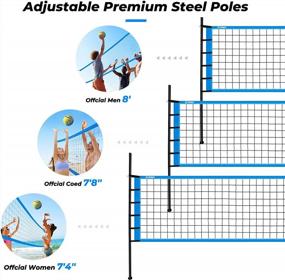 img 3 attached to Patiassy Outdoor Portable Volleyball Net Set System - Quick & Easy Setup Adjustable Height Steel Poles, PU Volleyball With Pump And Carrying Bag For Beach Backyard