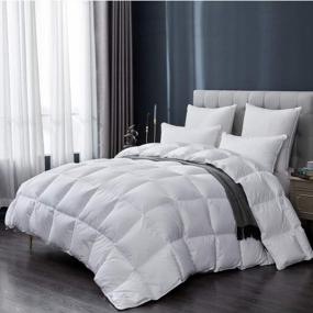 img 4 attached to White Goose Feathers And Down Comforter - SHEONE Queen Size Duvet Insert With 100% Cotton Cover And 45 Oz Fill Weight For All Seasons