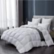white goose feathers and down comforter - sheone queen size duvet insert with 100% cotton cover and 45 oz fill weight for all seasons logo