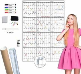 img 4 attached to Large 52X36 Inch Blank Undated Yearly Dry Erase Wall Calendar - Whiteboard Laminated Planner - Reusable Jumbo 12-Month Office Calendar (Vertical)