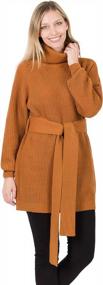 img 4 attached to Women'S Belted Knit Sweater Dress: Sportoli Turtleneck Long Sleeve Jumper Pullover