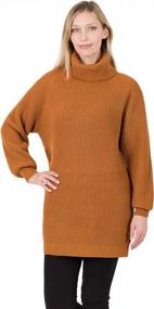 img 1 attached to Women'S Belted Knit Sweater Dress: Sportoli Turtleneck Long Sleeve Jumper Pullover