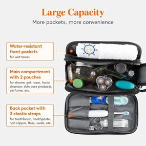 img 3 attached to Lifewit Men'S Toiletry Bag, Large Travel Shaving Dopp Kit With Double Zippers, Water-Resistant Bathroom & Travel Organizer For Full Size Toiletries And Shaving Accessories, Medium, Black
