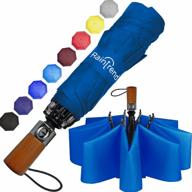 компактный и прочный синий дорожный зонт с тефлоновым покрытием: легкий, ветрозащитный и простой в использовании для мужчин и женщин логотип
