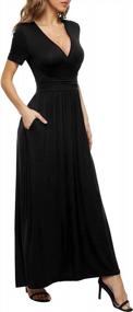 img 1 attached to LILBETTER Women'S Summer Short Sleeves Dress Wrap Waist Maxi Dresses With Pockets