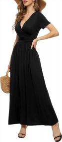 img 3 attached to LILBETTER Women'S Summer Short Sleeves Dress Wrap Waist Maxi Dresses With Pockets