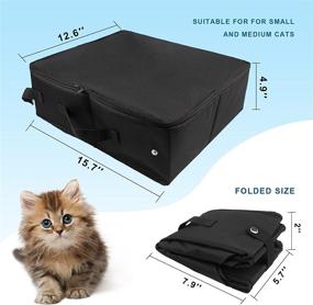 img 2 attached to 🐱 ARTSEEA Portable Travel Cat Litter Box with Lid and Handle - Ideal for Medium Cats and Kitties, Lightweight and Leak-Proof Collapsible Cat Litter Carrier, Waterproof Kitty Litter Box - Black