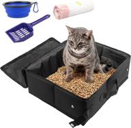 🐱 artseea portable travel cat litter box with lid and handle - ideal for medium cats and kitties, lightweight and leak-proof collapsible cat litter carrier, waterproof kitty litter box - black logo