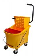 36 quart janico 1036 mop bucket combo with side press wringer and insert, 9 gallon capacity, in resilient yellow color logo