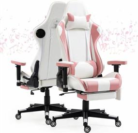 img 4 attached to Наслаждайтесь комфортной игрой с игровым креслом ECOTOUGE Pink — эргономичный дизайн с динамиками, поясничной опорой, подголовником и подставкой для ног для девочек