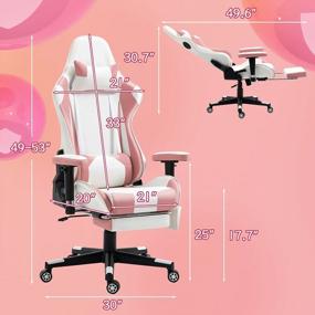 img 2 attached to Experience Comfortable Gaming With ECOTOUGE Pink Gaming Chair - Ergonomic Design With Speakers, Lumbar Support, Headrest And Footrest For Girls