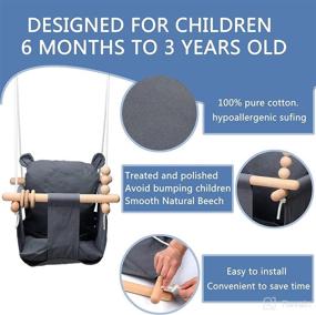 img 3 attached to Versatile Dark Gray Baby Swing Set: Indoor/Outdoor Portable Swing Chair for Infants to Toddlers with Canvas Cushion Seat, Hammock Design, and Hanging Tree Option
