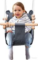 versatile dark gray baby swing set: indoor/outdoor portable swing chair for infants to toddlers with canvas cushion seat, hammock design, and hanging tree option logo