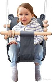 img 4 attached to Versatile Dark Gray Baby Swing Set: Indoor/Outdoor Portable Swing Chair for Infants to Toddlers with Canvas Cushion Seat, Hammock Design, and Hanging Tree Option