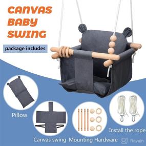 img 2 attached to Versatile Dark Gray Baby Swing Set: Indoor/Outdoor Portable Swing Chair for Infants to Toddlers with Canvas Cushion Seat, Hammock Design, and Hanging Tree Option