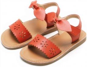 img 3 attached to Flaryzone Toddler Little Girls Glitter Flower Open-Toe Flat Dress Sandals Summer Shoes