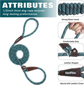 img 2 attached to 🐶 Reflective Dog Training Leash - PetiFine 6 FT Slip Lead, Heavy Duty Nylon Slip Rope for Small Medium Large Dogs (Blue, 3/8" - 6 FT)